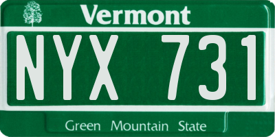 VT license plate NYX731