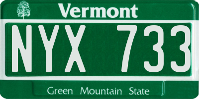 VT license plate NYX733