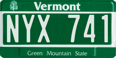 VT license plate NYX741