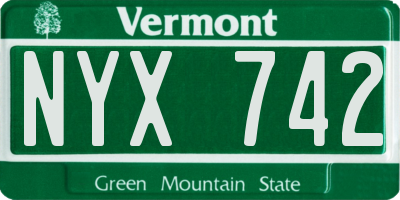 VT license plate NYX742