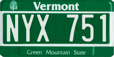 VT license plate NYX751
