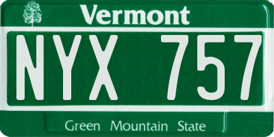 VT license plate NYX757