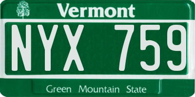 VT license plate NYX759