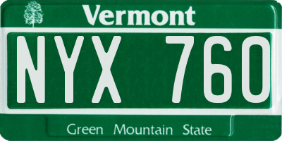 VT license plate NYX760
