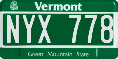 VT license plate NYX778