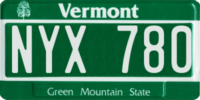 VT license plate NYX780