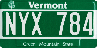 VT license plate NYX784