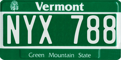 VT license plate NYX788