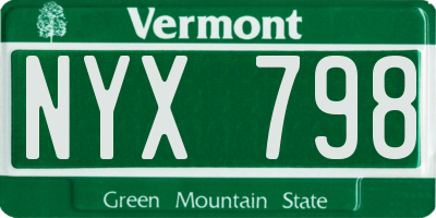 VT license plate NYX798