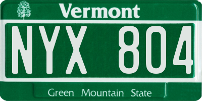 VT license plate NYX804