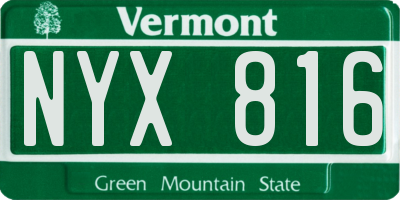 VT license plate NYX816