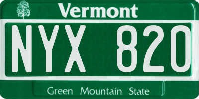 VT license plate NYX820