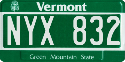 VT license plate NYX832