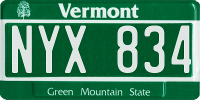 VT license plate NYX834