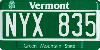 VT license plate NYX835