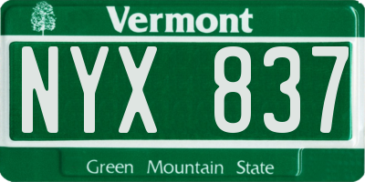 VT license plate NYX837