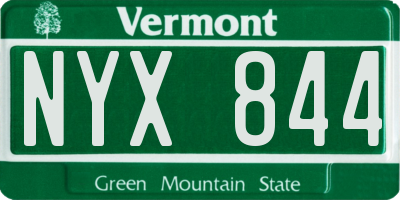 VT license plate NYX844