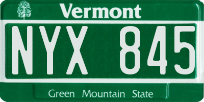 VT license plate NYX845