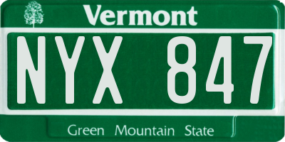 VT license plate NYX847