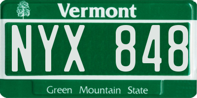 VT license plate NYX848