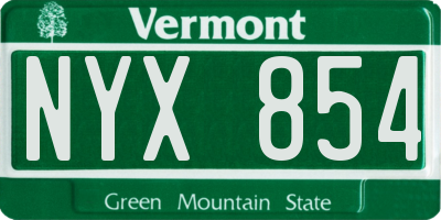 VT license plate NYX854