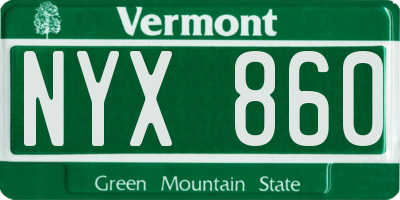 VT license plate NYX860