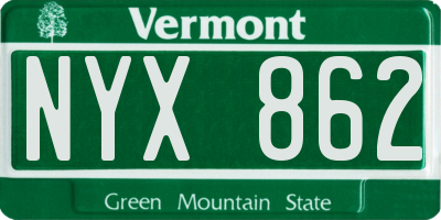 VT license plate NYX862