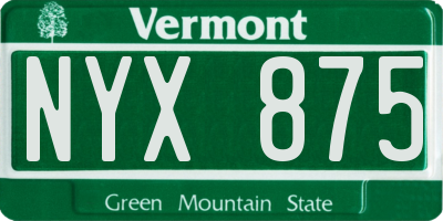 VT license plate NYX875