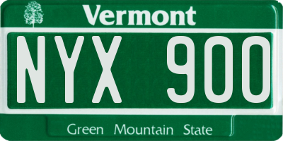 VT license plate NYX900
