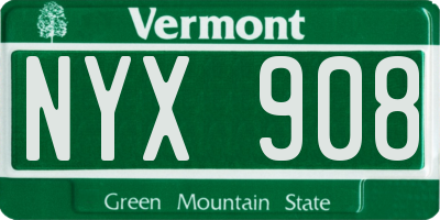 VT license plate NYX908