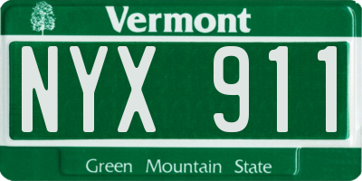 VT license plate NYX911