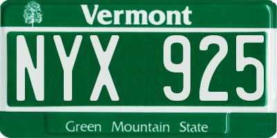 VT license plate NYX925