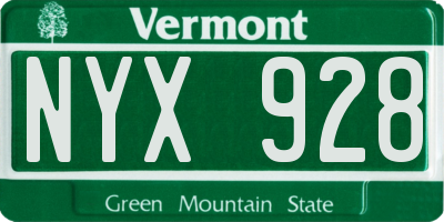 VT license plate NYX928