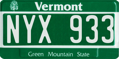 VT license plate NYX933