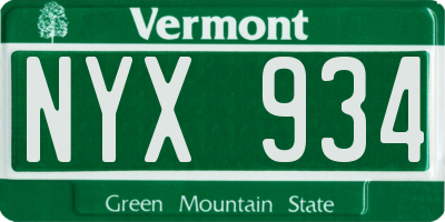 VT license plate NYX934