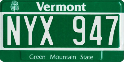 VT license plate NYX947
