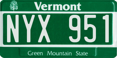 VT license plate NYX951