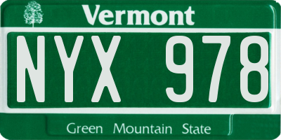 VT license plate NYX978