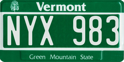 VT license plate NYX983