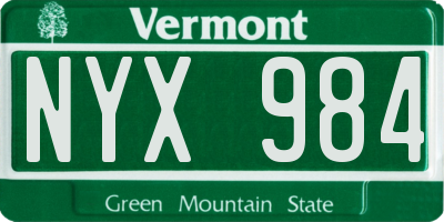 VT license plate NYX984