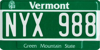 VT license plate NYX988