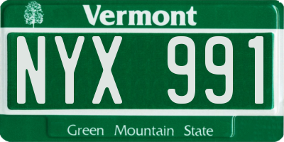 VT license plate NYX991