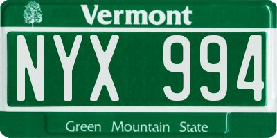 VT license plate NYX994