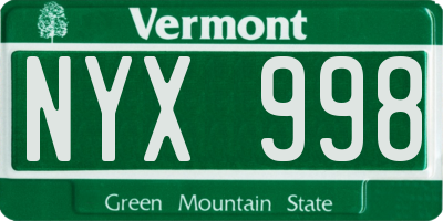 VT license plate NYX998