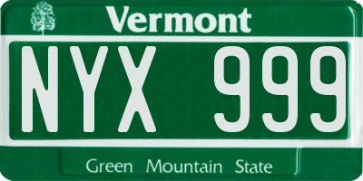 VT license plate NYX999
