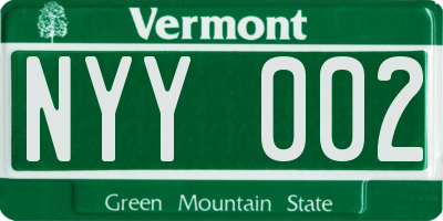 VT license plate NYY002