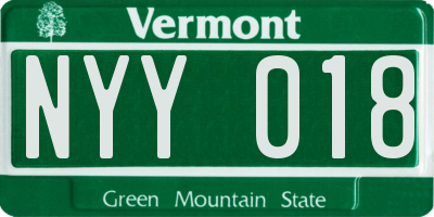 VT license plate NYY018