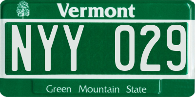 VT license plate NYY029