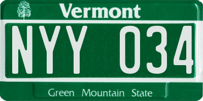 VT license plate NYY034