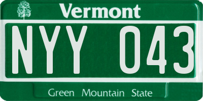 VT license plate NYY043